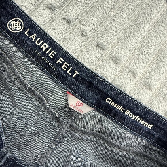 Laurie Felt Jeans Womens 6P Classic Boyfriend Stretch Blue Dark Wash Denim 29x27 - Picture 6 of 13